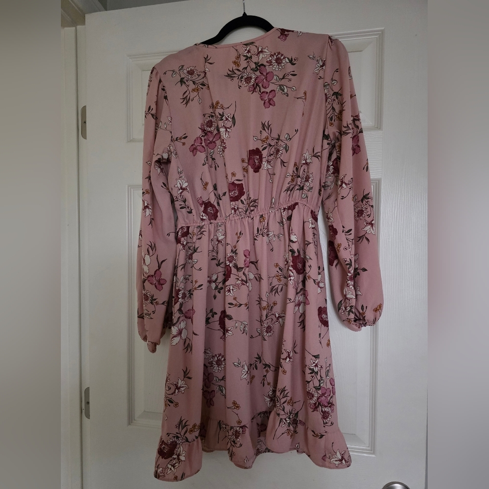 Floral Pink Wrap Dress - Picture 3 of 3